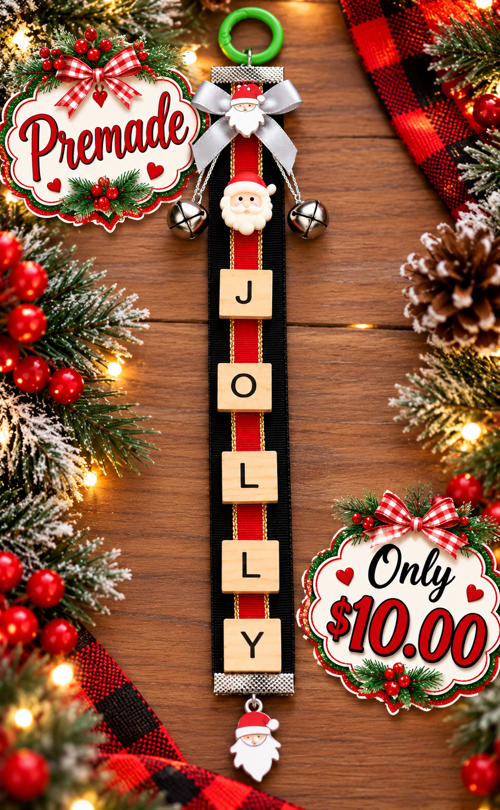 Bows, Bells & Names – Premade Christmas Hangers