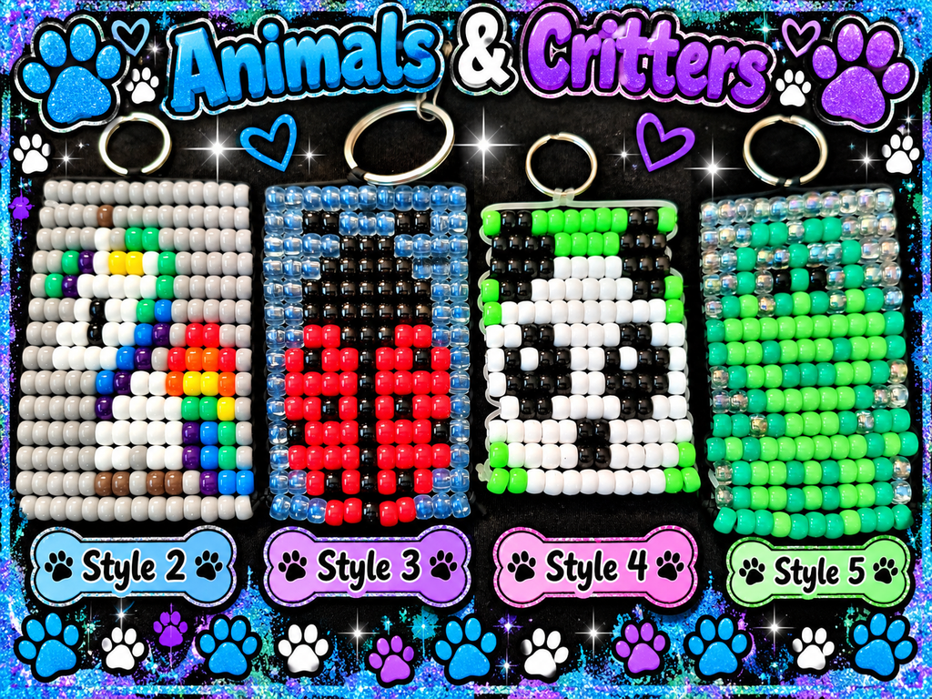Handmade Pony Bead Animal & Critter Keychains – Choose Your Design
