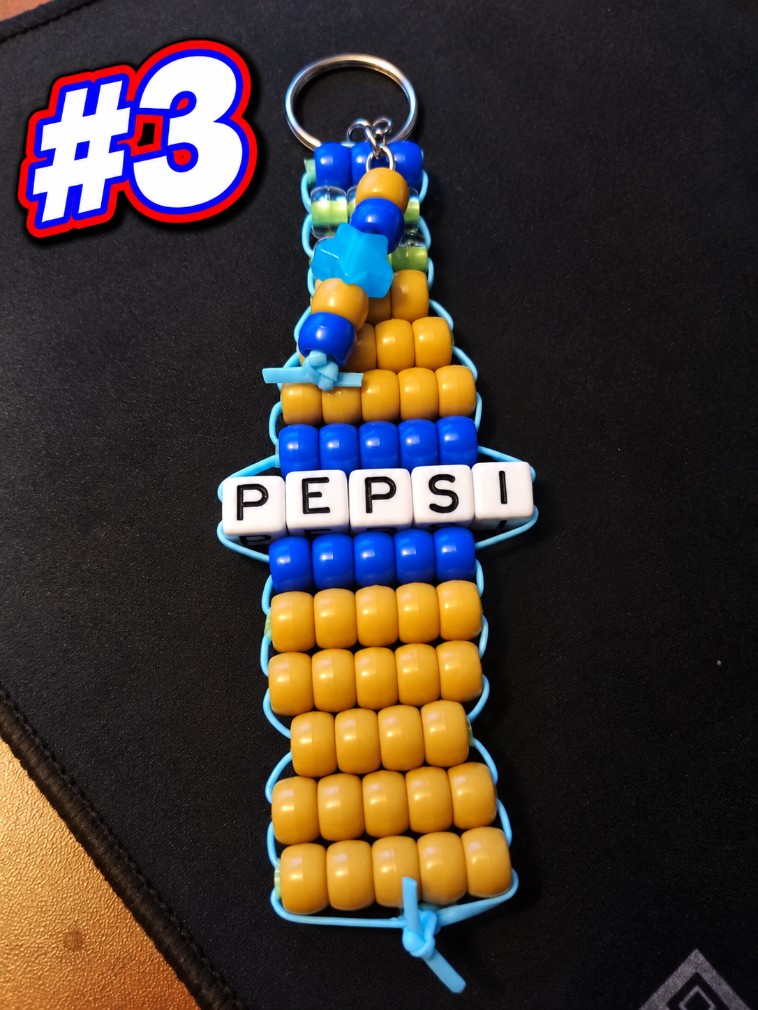 Handmade Soda Bottles Pony Bead Keychain