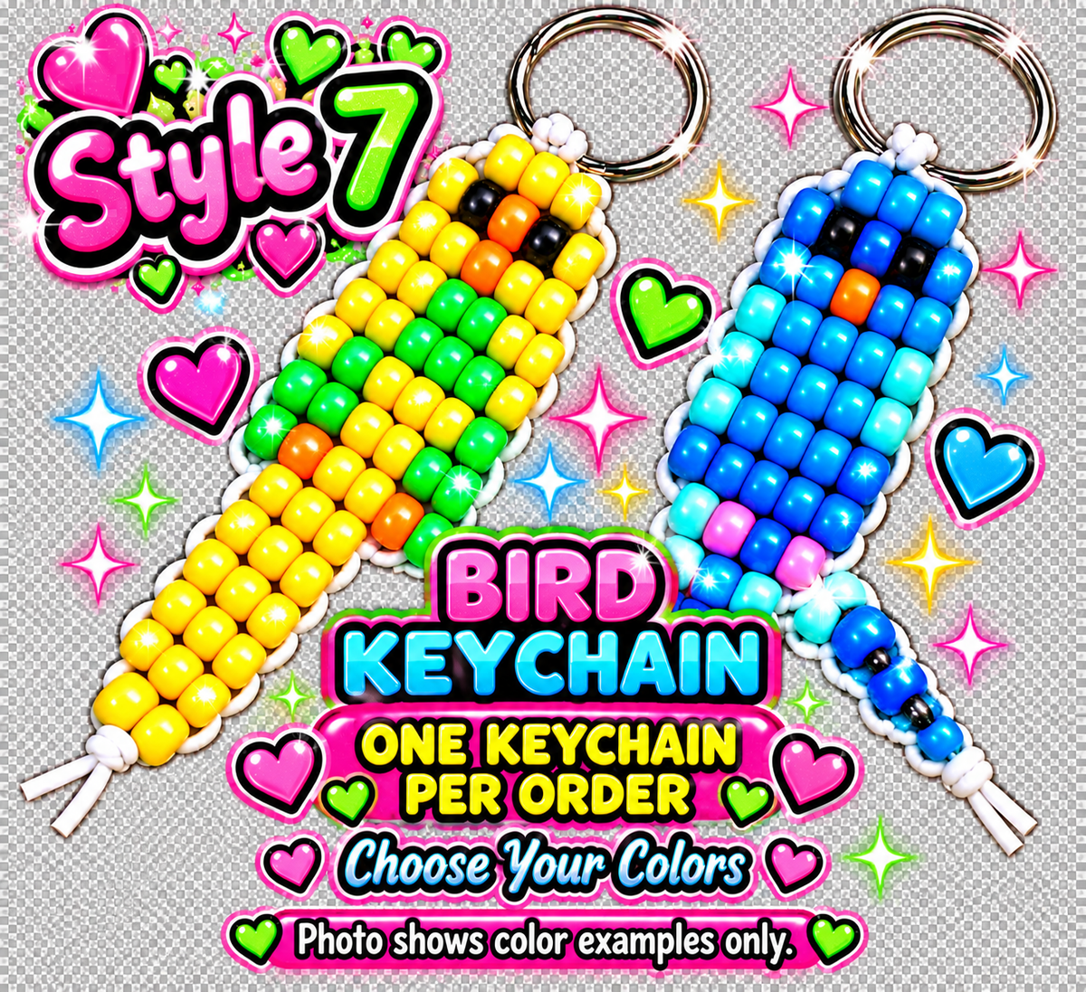 Handmade Pony Bead Animal & Critter Keychains – Choose Your Design
