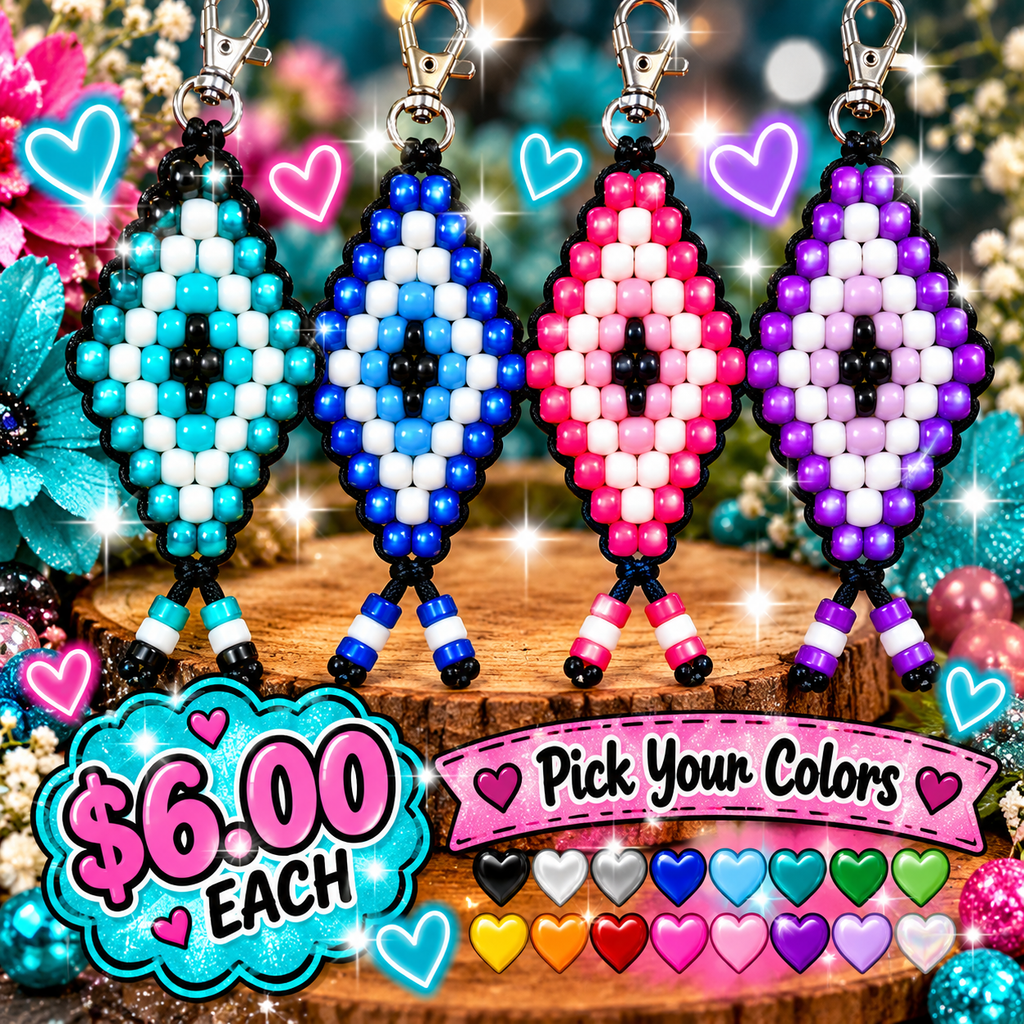 Handmade Pony Bead Keychains – Pick Your Style & Colors