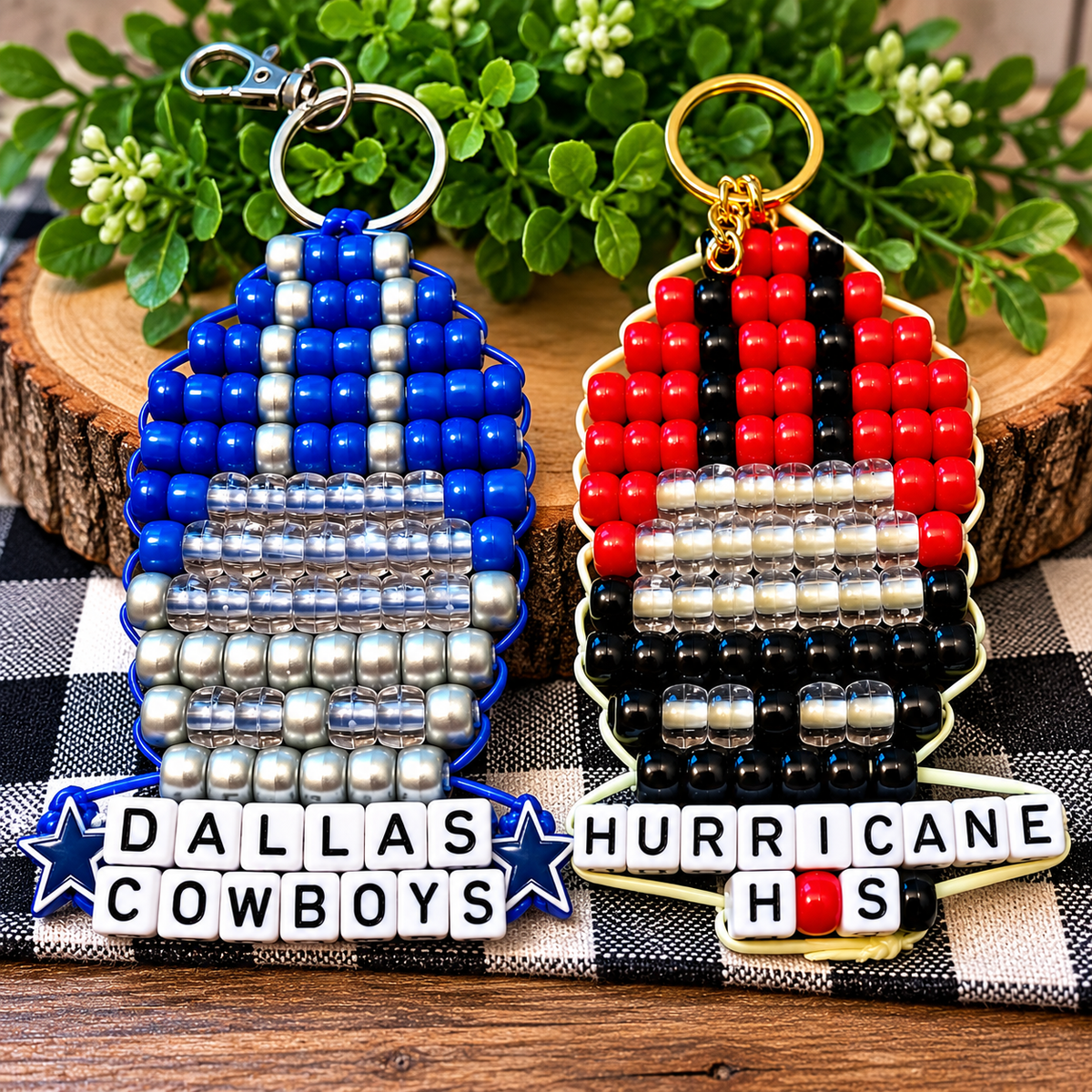 Football Helmet Pony Bead Keychain