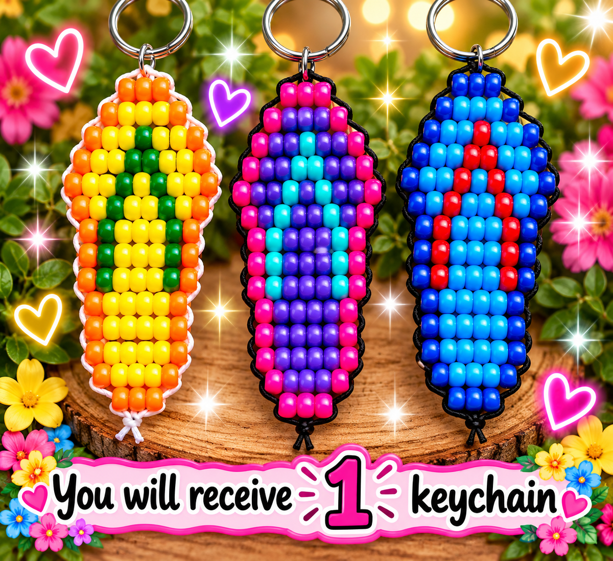 Handmade Pony Bead Keychain – Choose Your Keychain