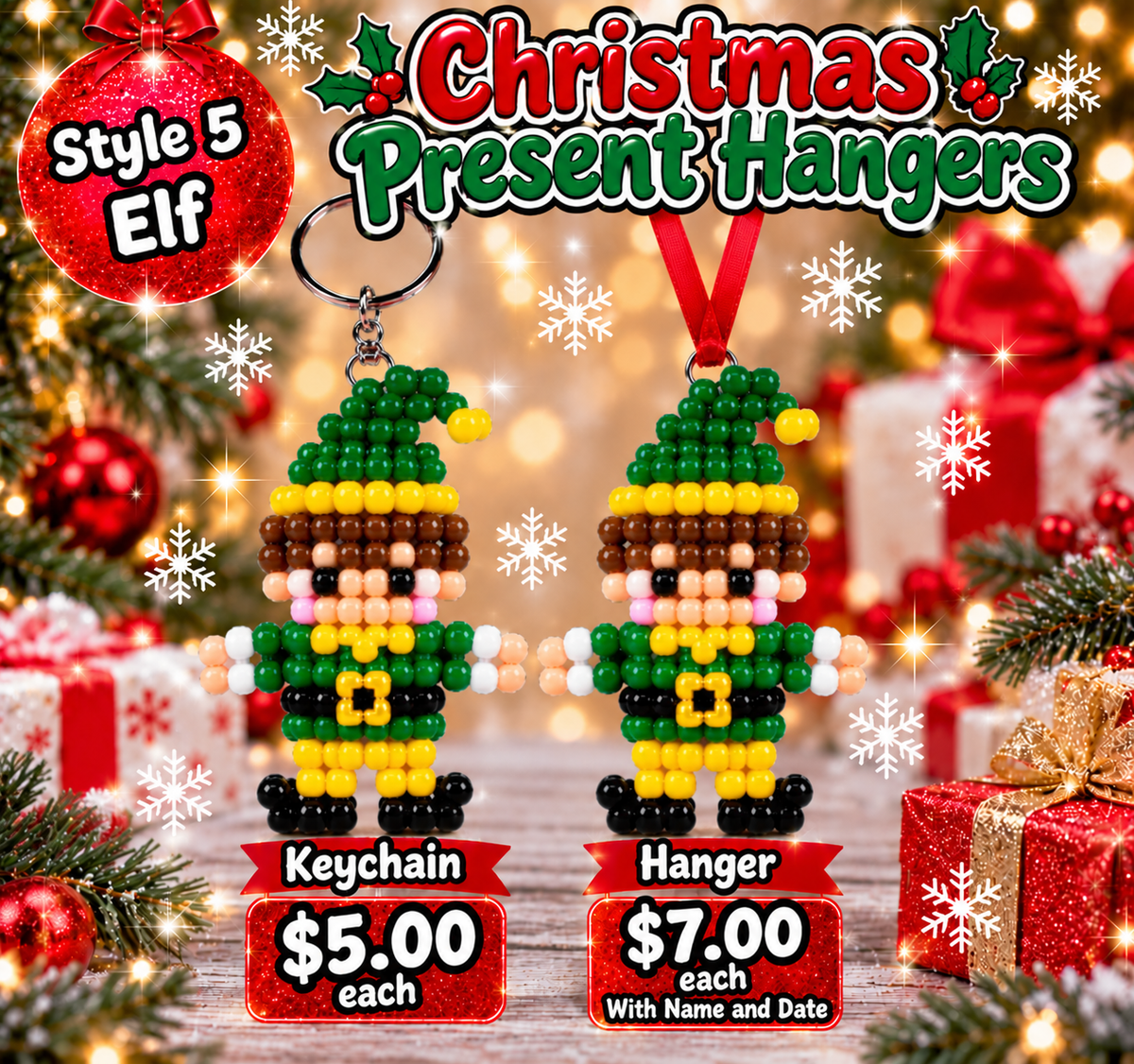 Handmade Christmas Pony Bead Keychains/ Hangers  – Pick Your Style