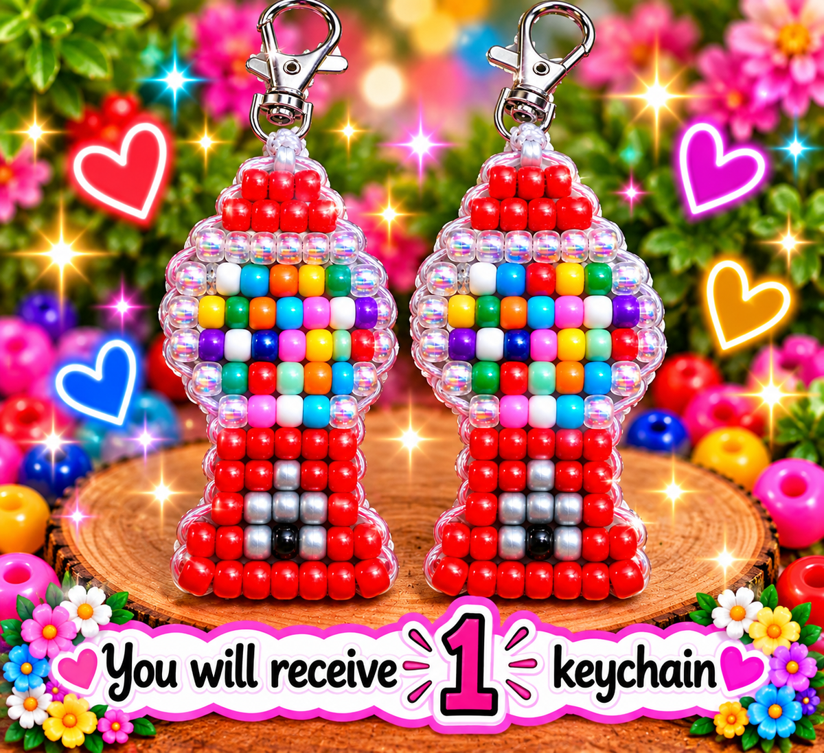 Handmade Pony Bead Keychain – Choose Your Keychain