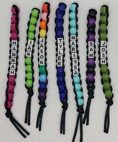 Handmade Straight Name   Beaded  Keychain